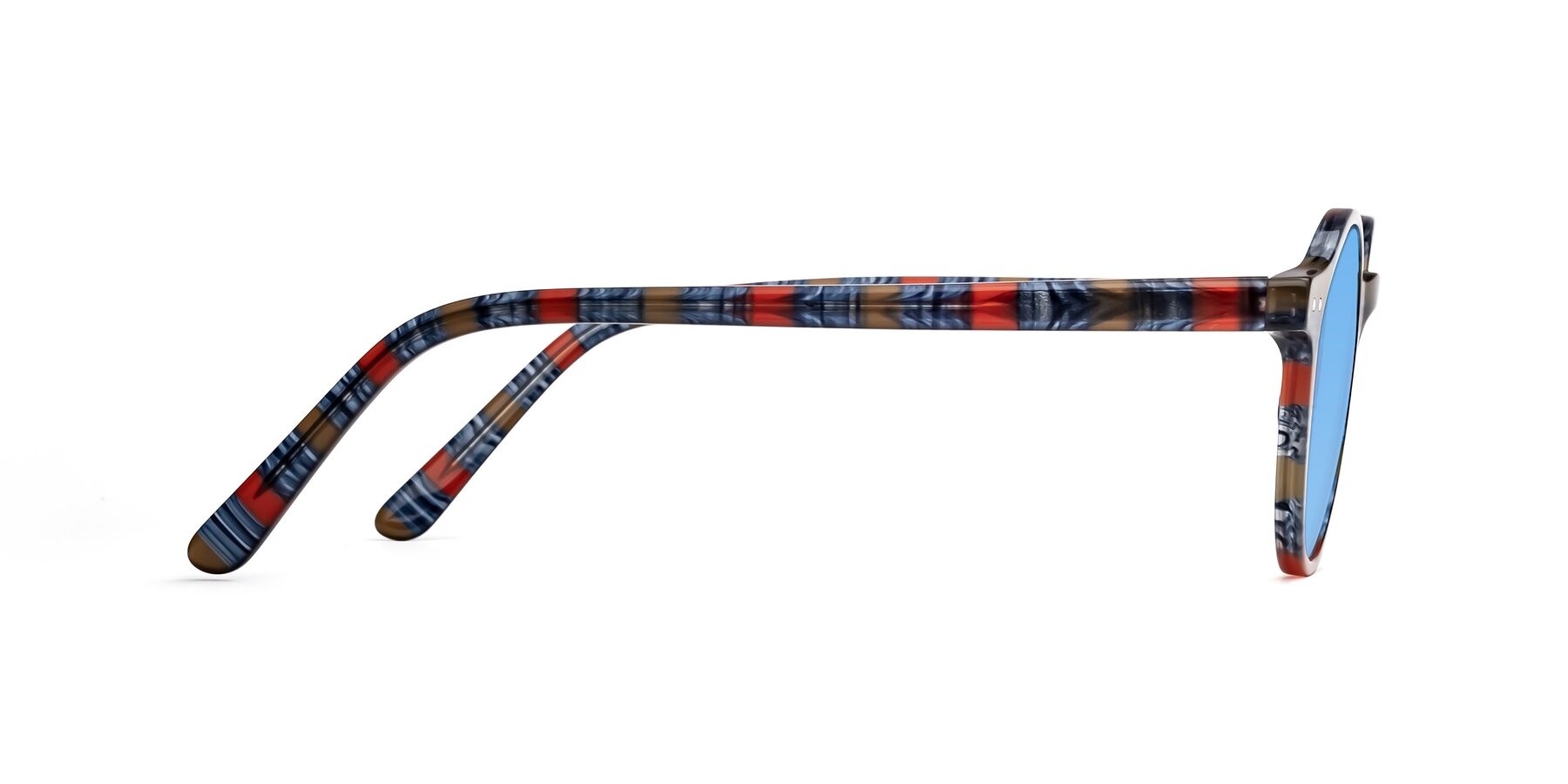 Side of Jardi in Stripe Blue Red with Medium Blue Tinted Lenses