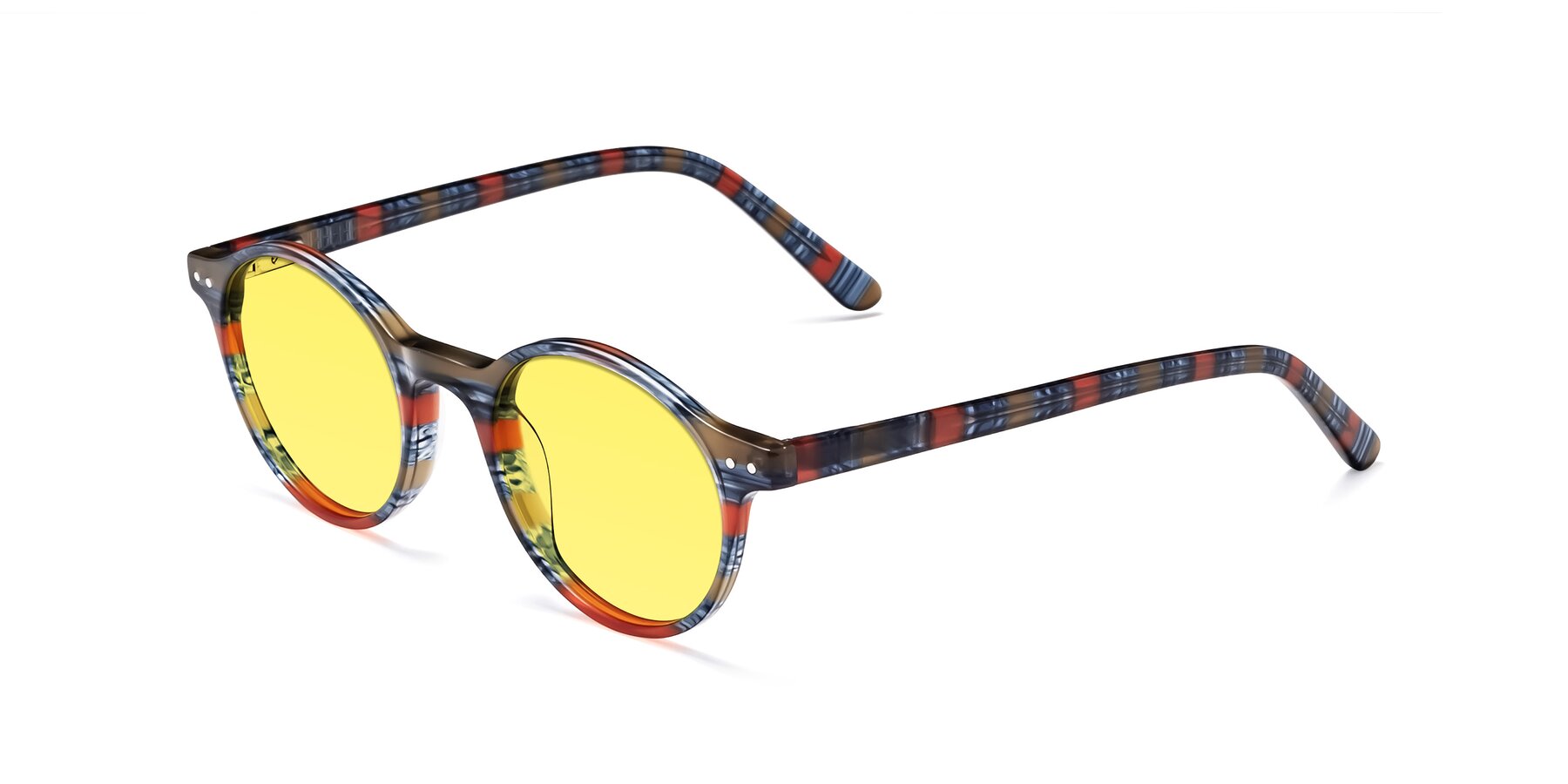 Angle of Jardi in Stripe Blue Red with Medium Yellow Tinted Lenses