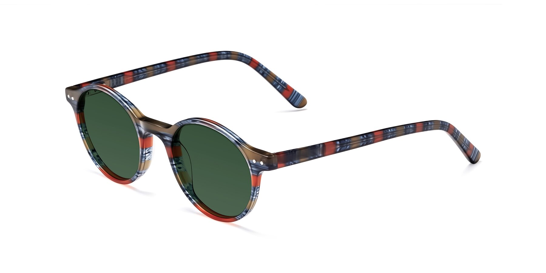 Angle of Jardi in Stripe Blue Red with Green Tinted Lenses