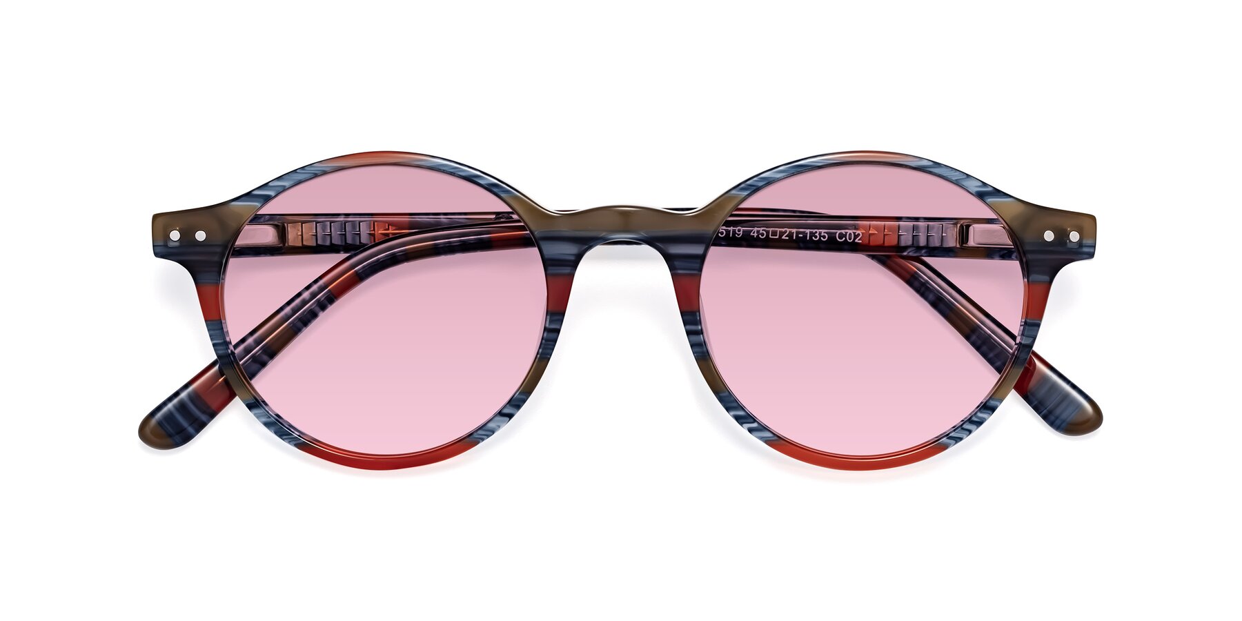 Folded Front of Jardi in Stripe Blue Red with Light Wine Tinted Lenses