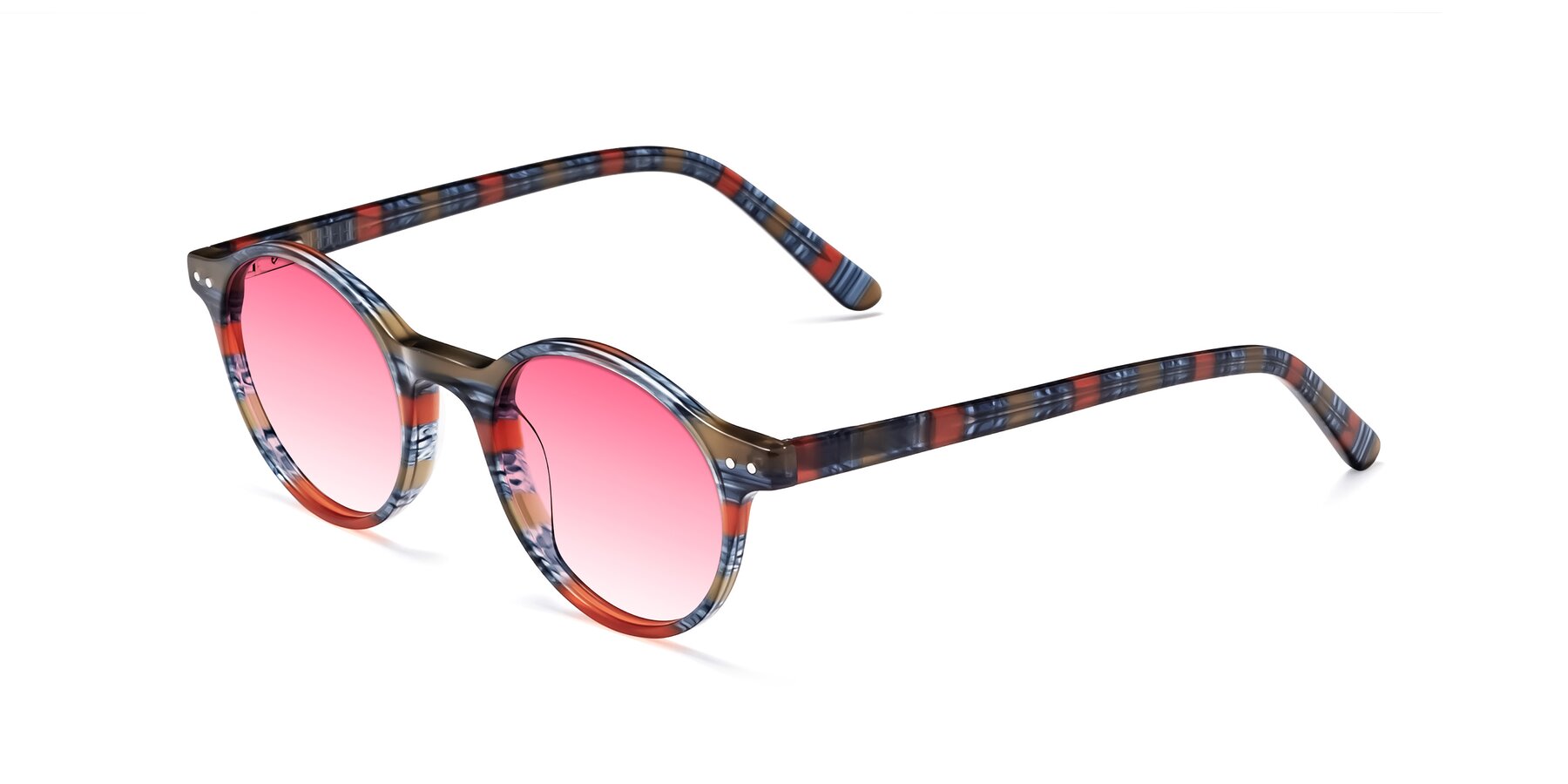 Angle of Jardi in Stripe Blue Red with Pink Gradient Lenses