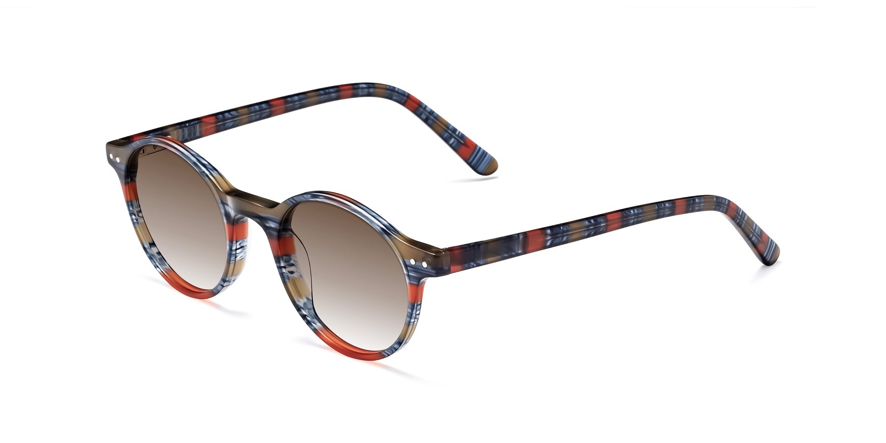 Angle of Jardi in Stripe Blue Red with Brown Gradient Lenses