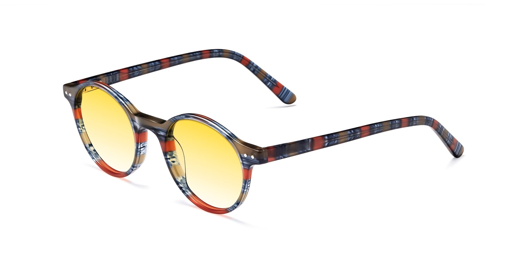 Angle of Jardi in Stripe Blue Red with Yellow Gradient Lenses