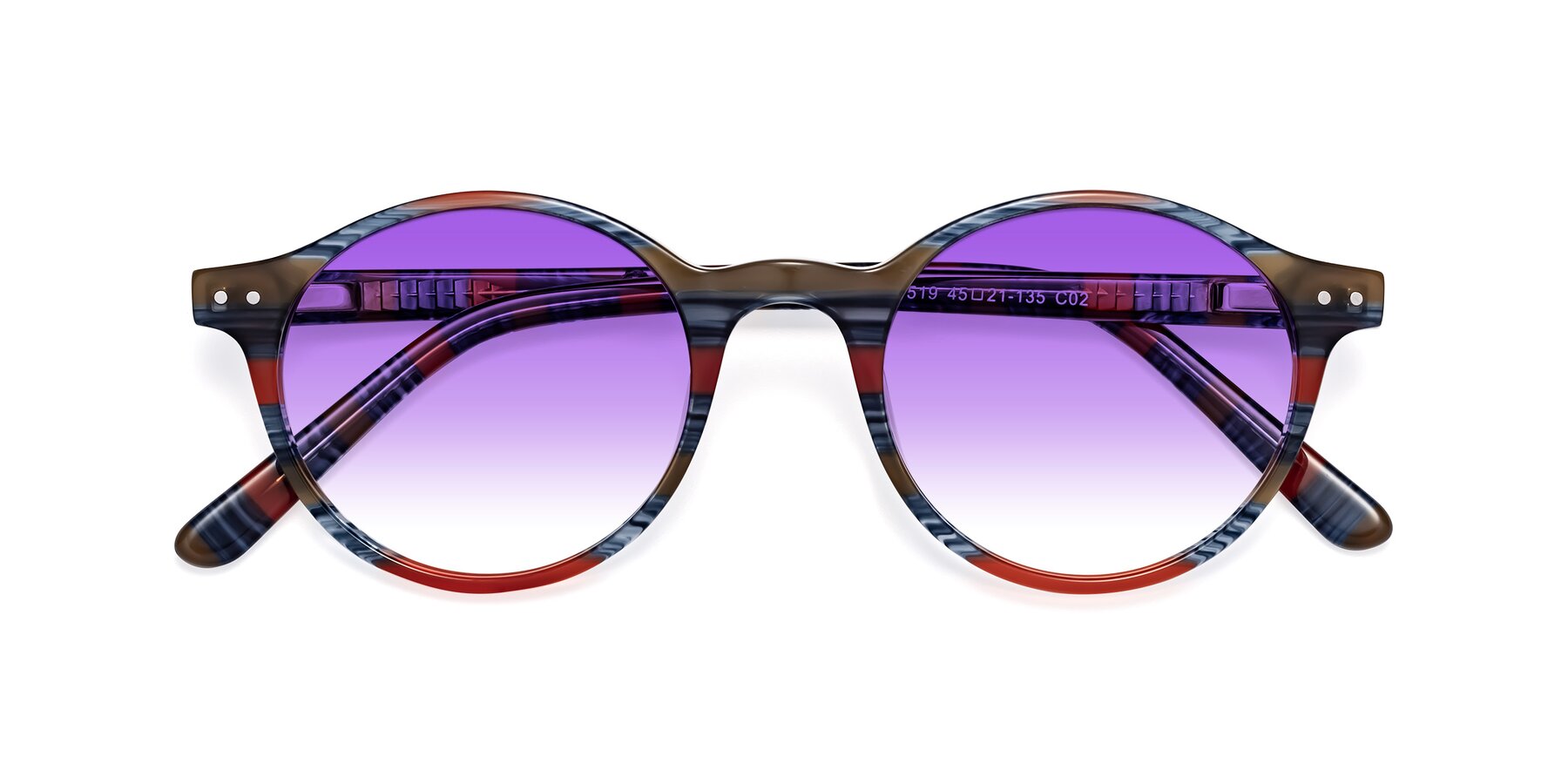 Folded Front of 17519 in Stripe Blue Red with Purple Gradient Lenses