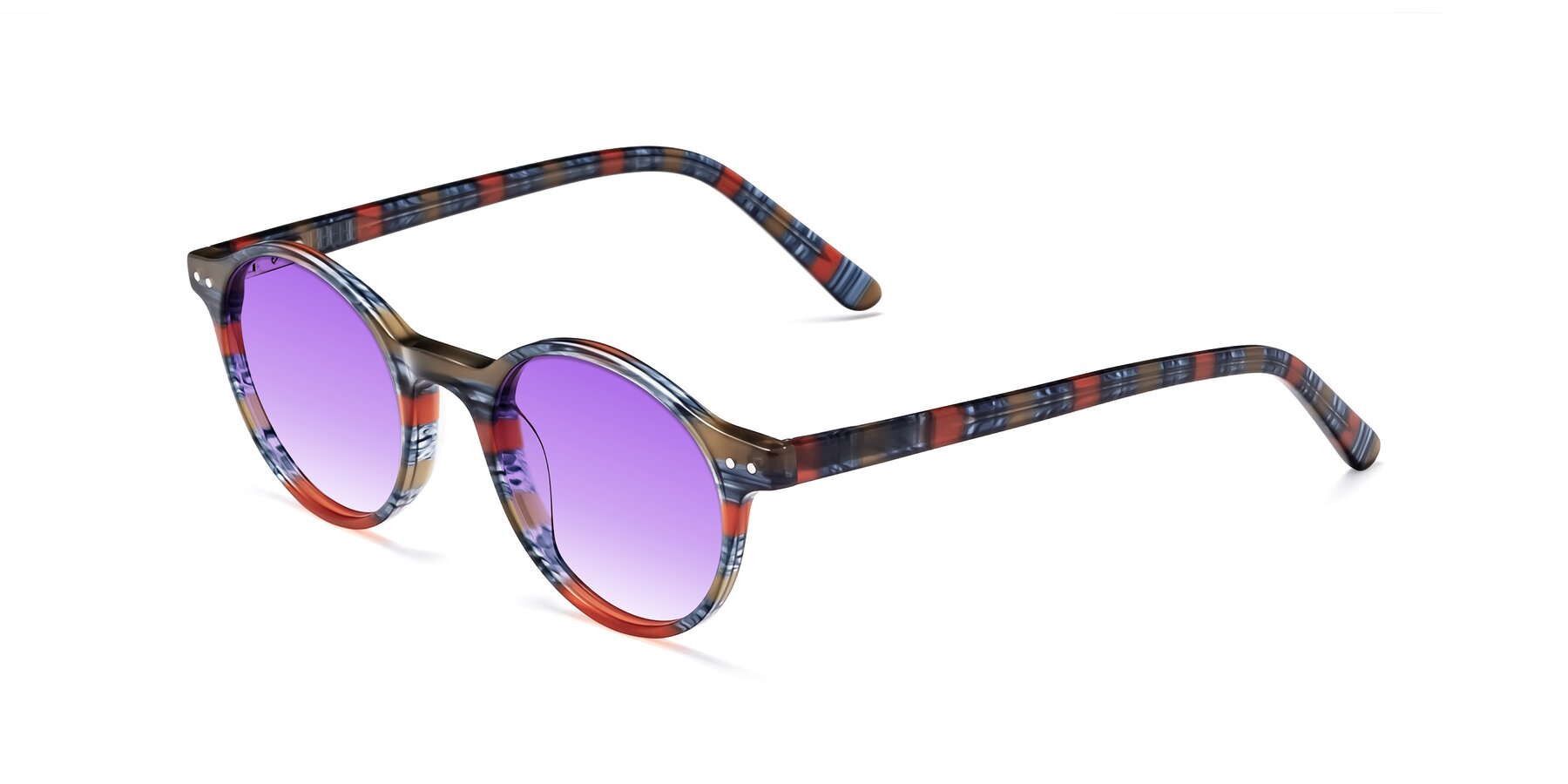 Angle of Jardi in Stripe Blue Red with Purple Gradient Lenses