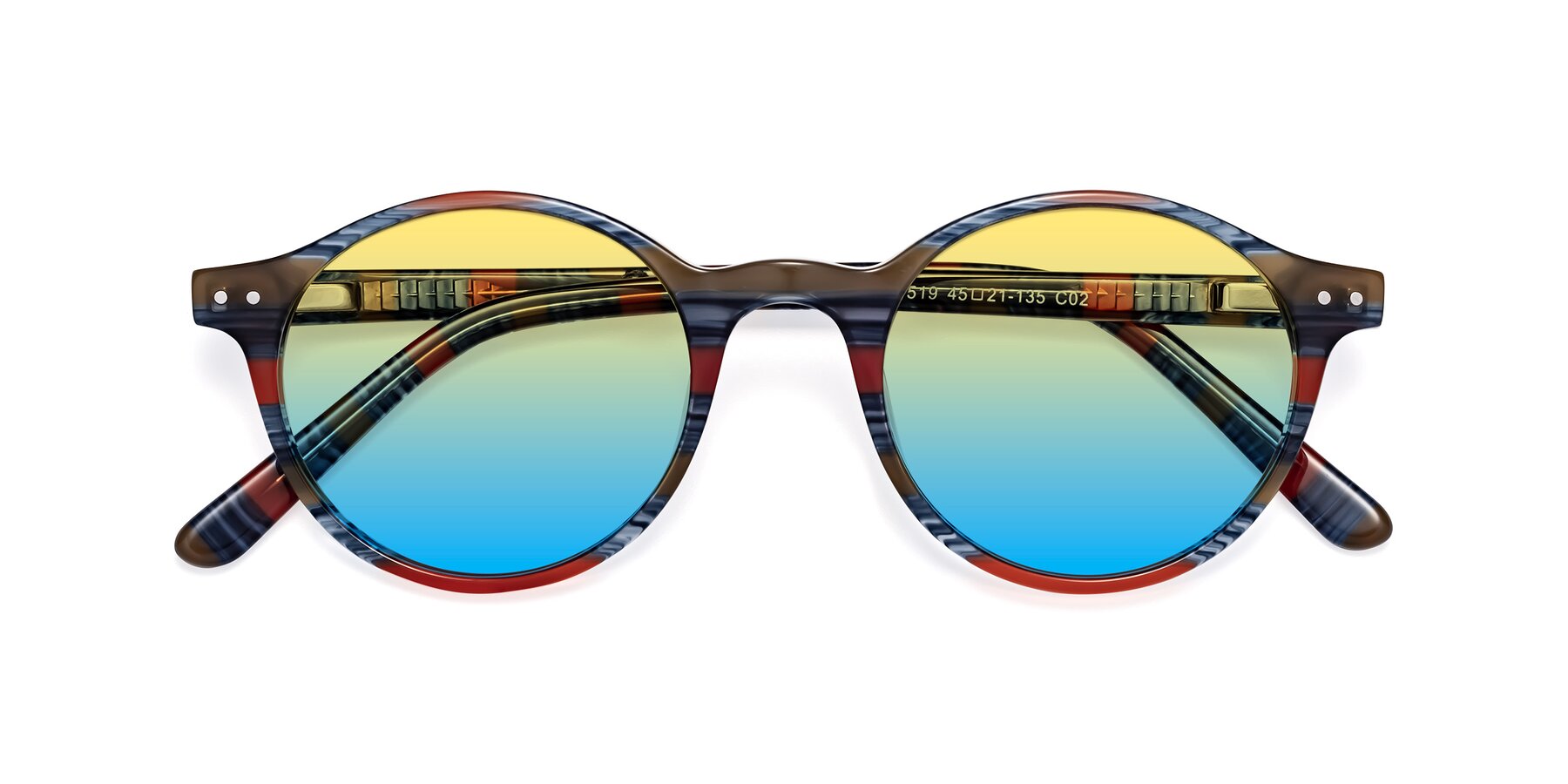 Folded Front of 17519 in Stripe Blue Red with Yellow / Blue Gradient Lenses