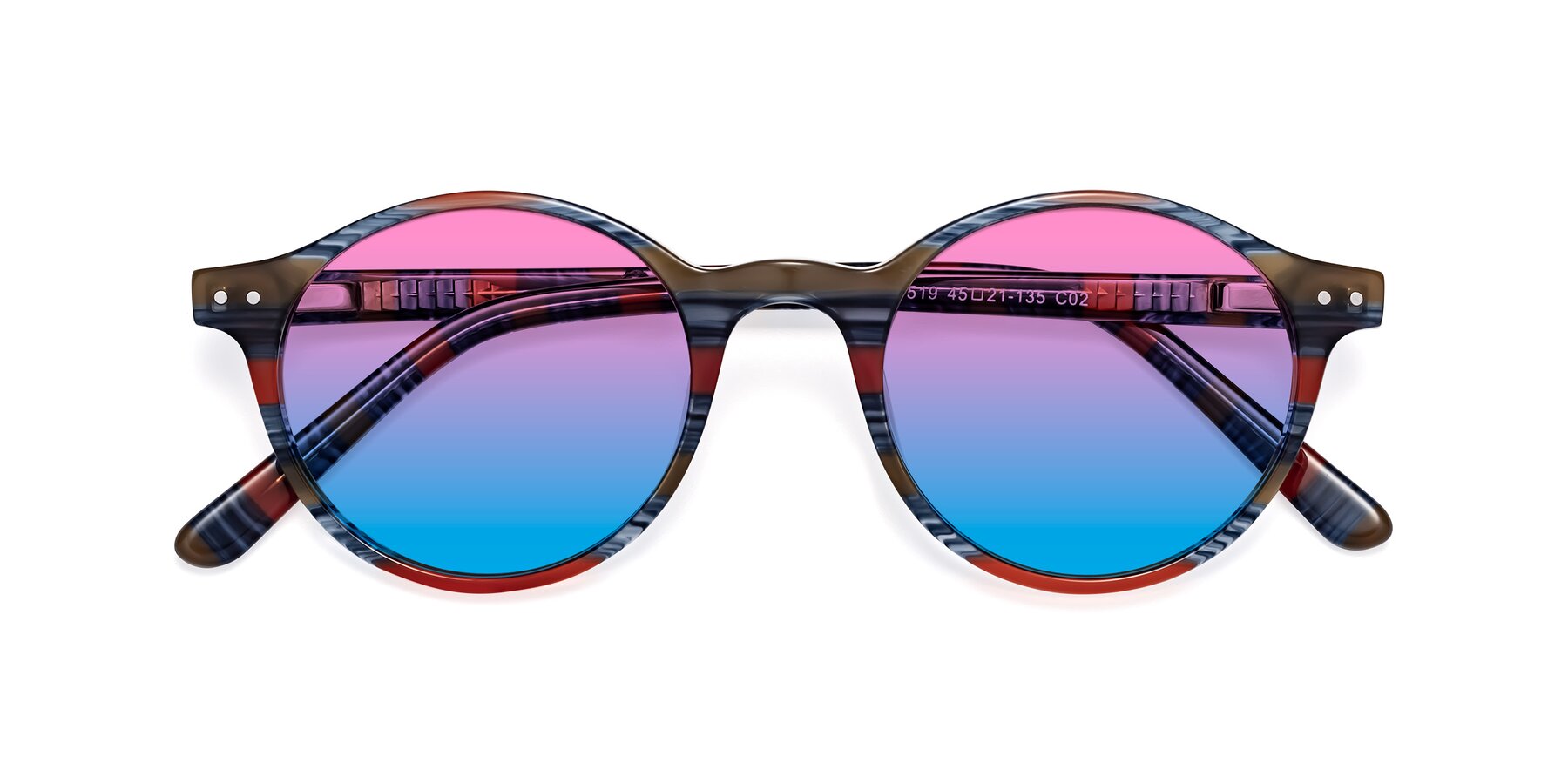 Folded Front of 17519 in Stripe Blue Red with Pink / Blue Gradient Lenses