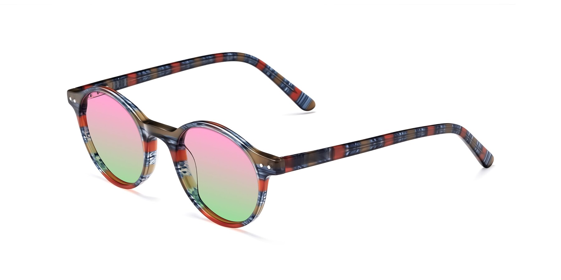 Angle of Jardi in Stripe Blue Red with Pink / Green Gradient Lenses
