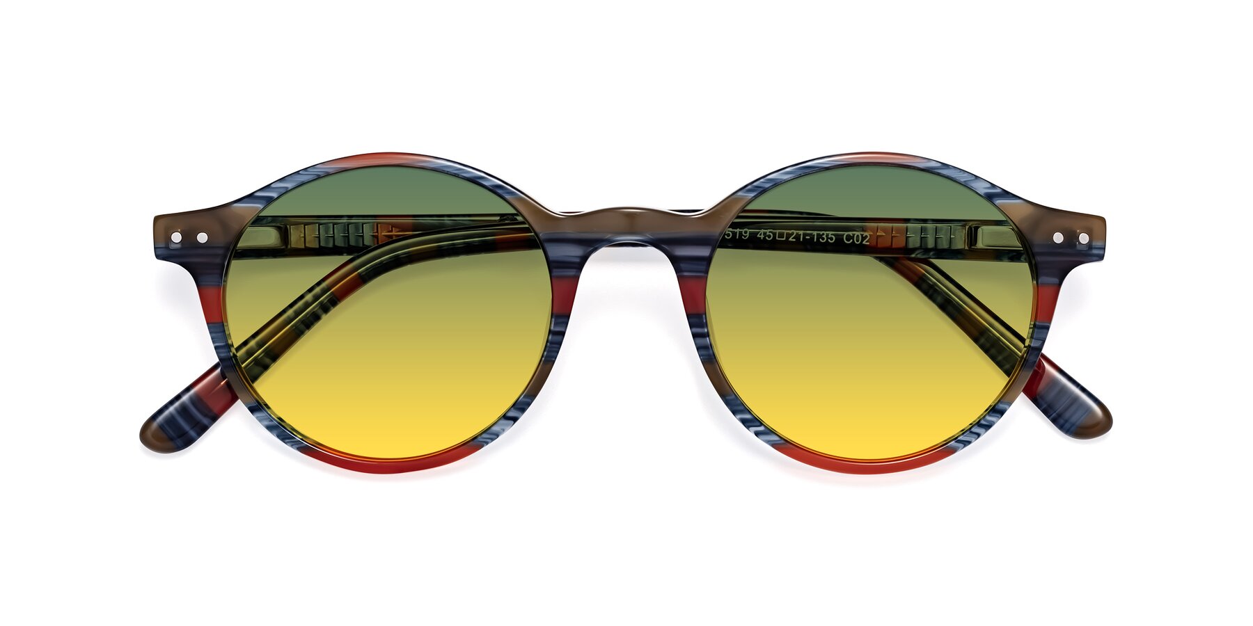 Folded Front of 17519 in Stripe Blue Red with Green / Yellow Gradient Lenses