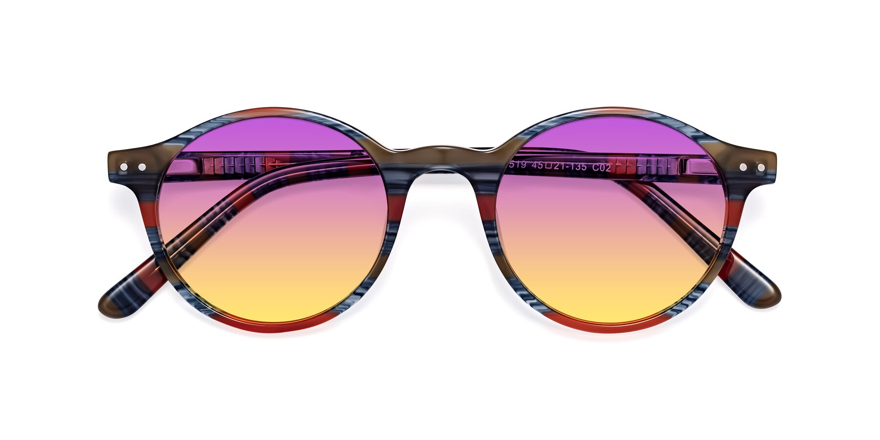Folded Front of 17519 in Stripe Blue Red with Purple / Yellow Gradient Lenses