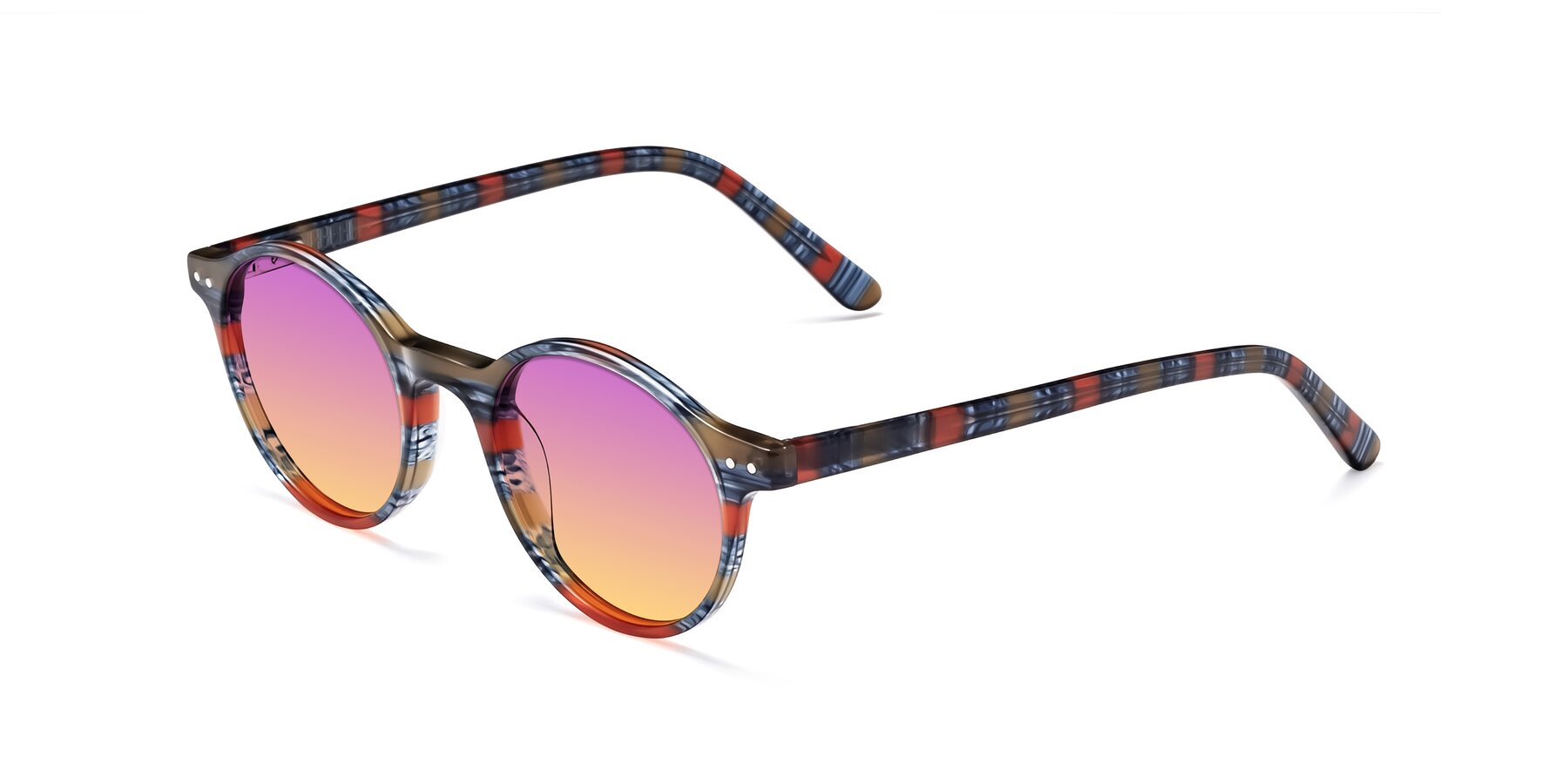 Angle of 17519 in Stripe Blue Red with Purple / Yellow Gradient Lenses