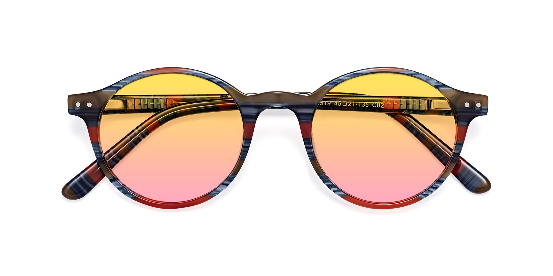 Folded Front of 17519 in Stripe Blue Red with Yellow / Pink Gradient Lenses