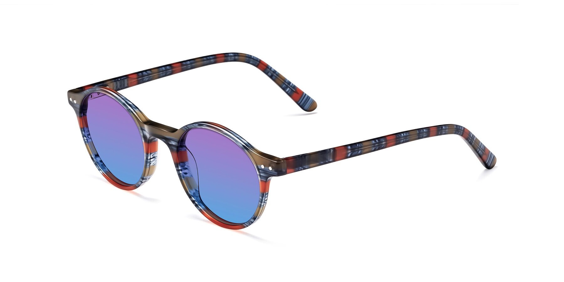 Angle of Jardi in Stripe Blue Red with Purple / Blue Gradient Lenses