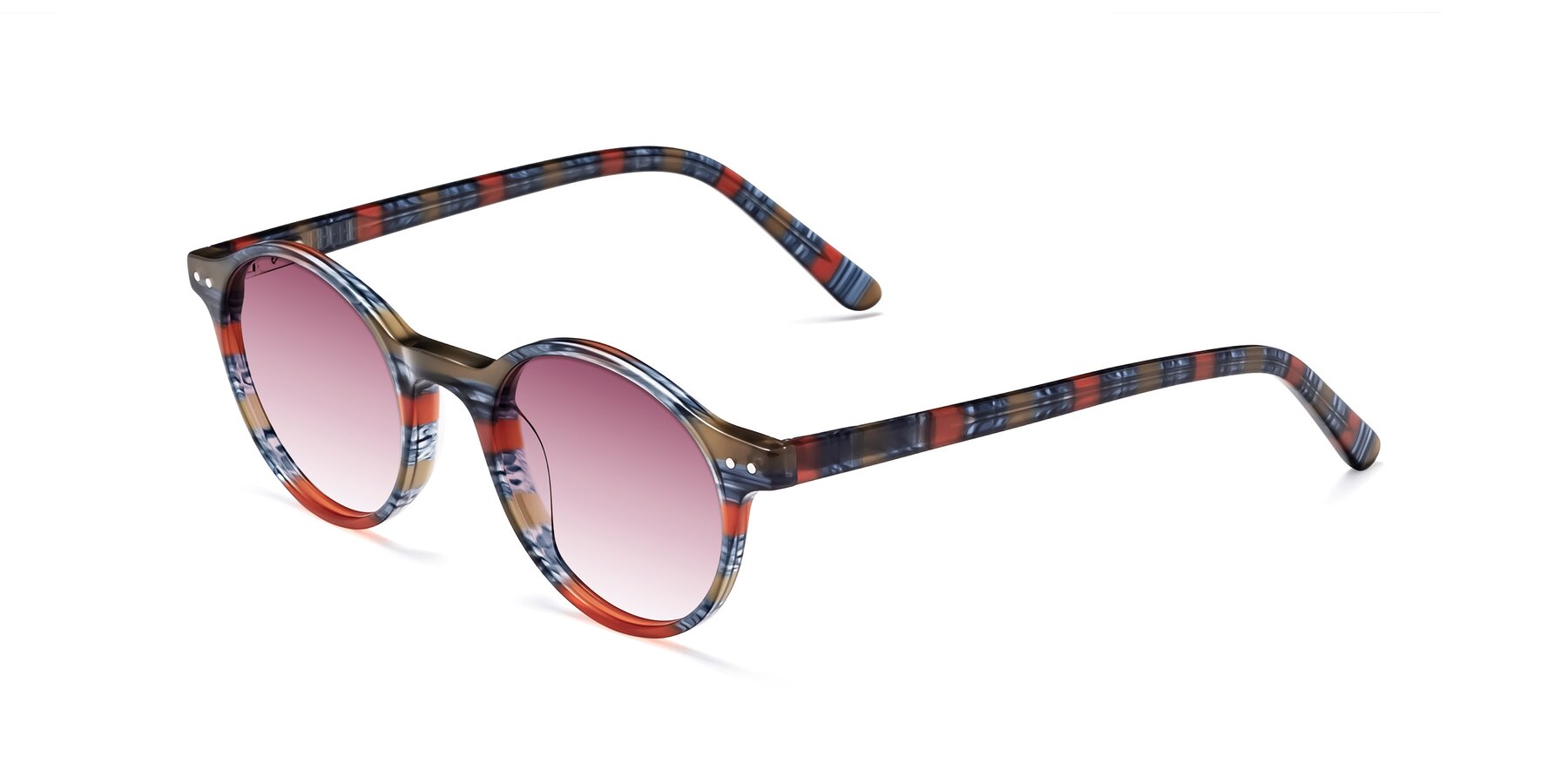 Angle of Jardi in Stripe Blue Red with Wine Gradient Lenses