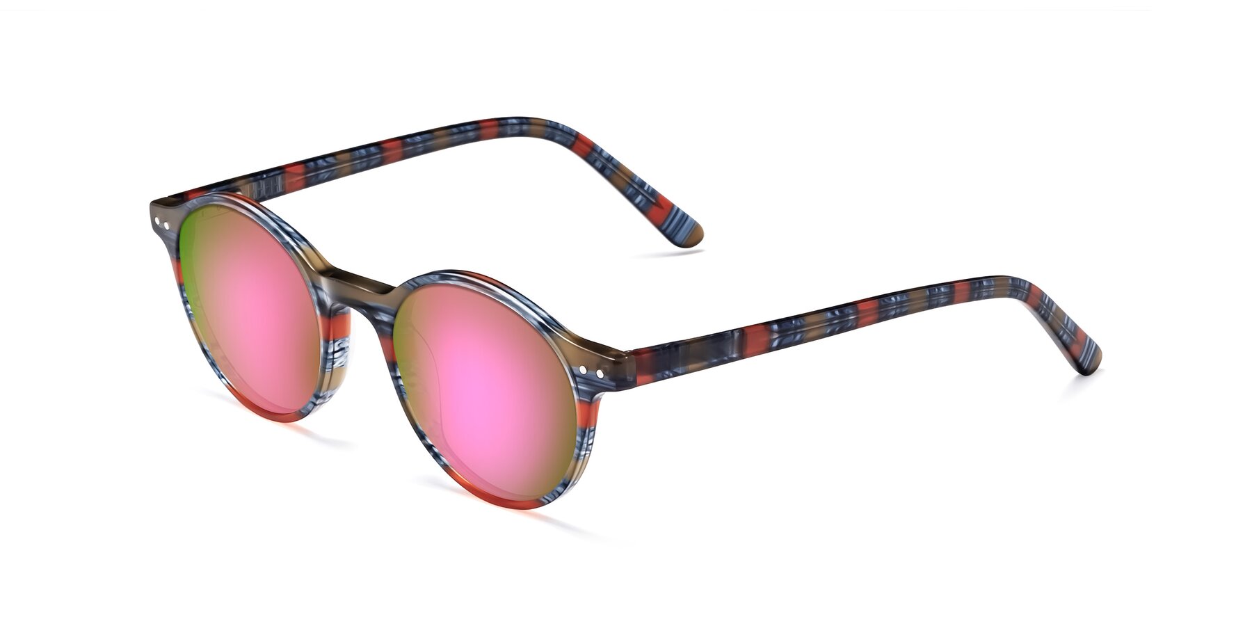 Angle of Jardi in Stripe Blue Red with Pink Mirrored Lenses