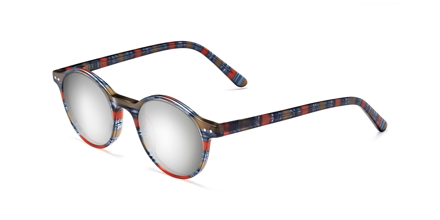 Angle of Jardi in Stripe Blue Red with Silver Mirrored Lenses