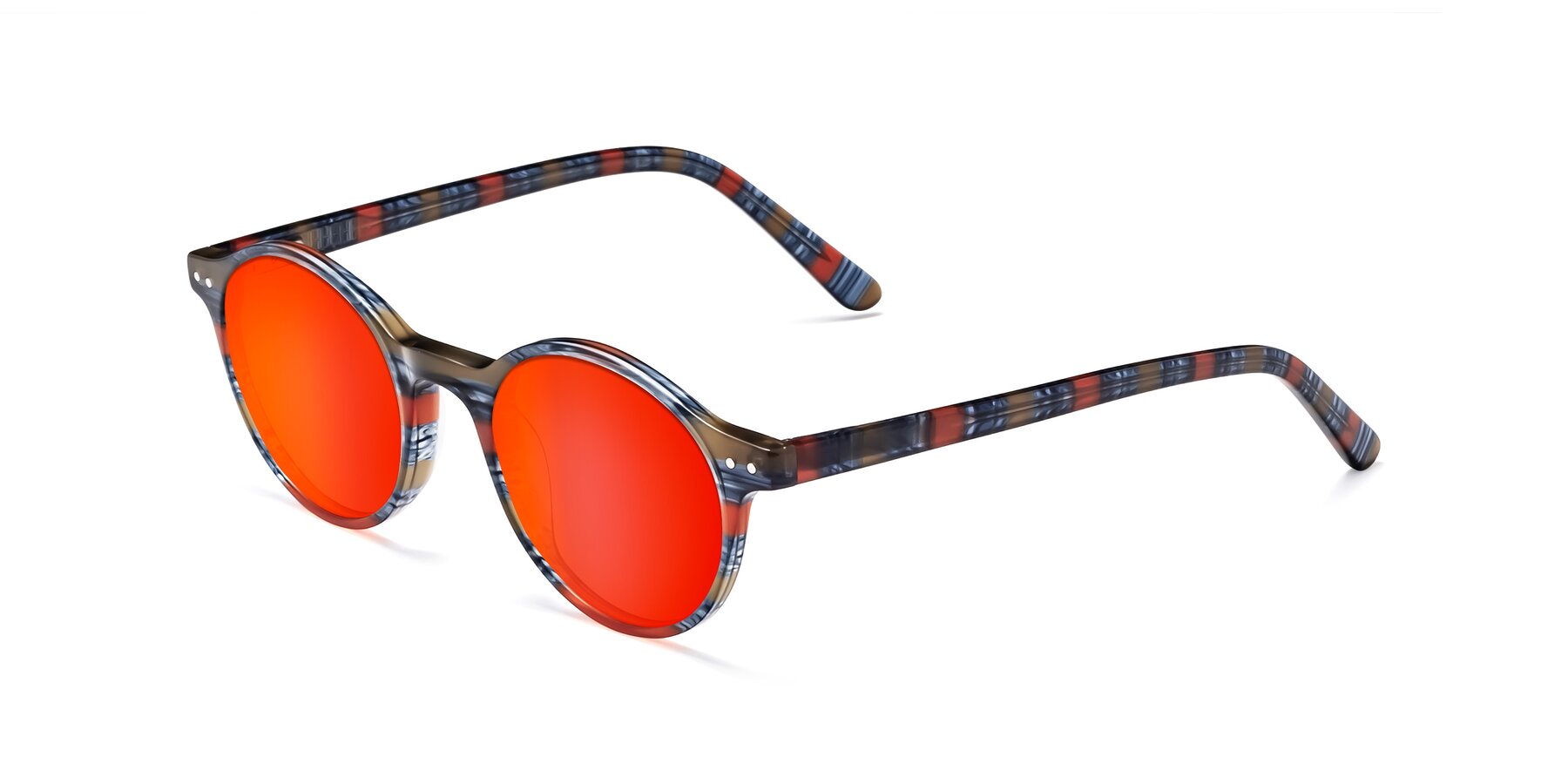 Angle of Jardi in Stripe Blue Red with Red Gold Mirrored Lenses