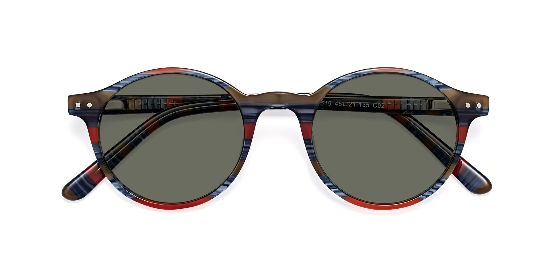 Folded Front of Jardi in Stripe Blue Red with Gray Polarized Lenses