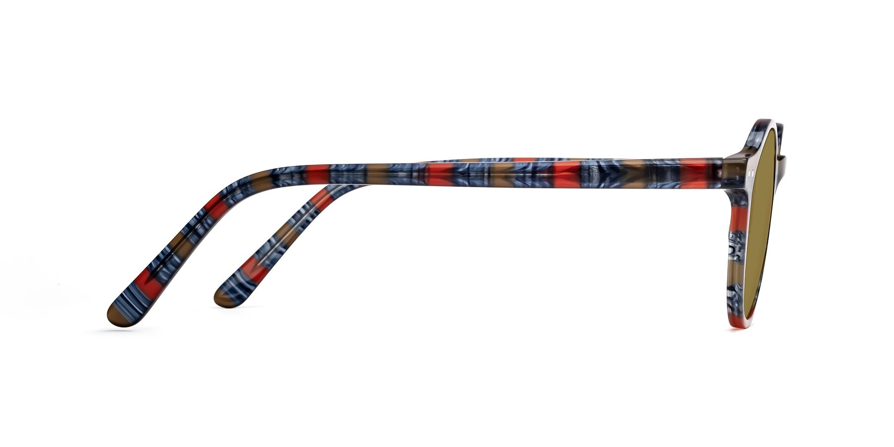 Side of Jardi in Stripe Blue Red with Brown Polarized Lenses