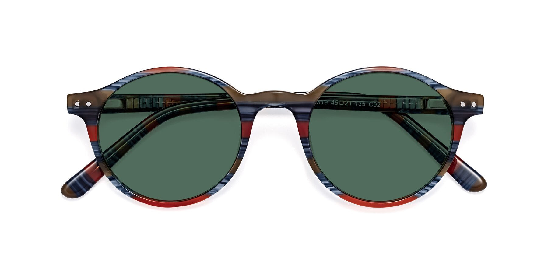 Folded Front of Jardi in Stripe Blue Red with Green Polarized Lenses