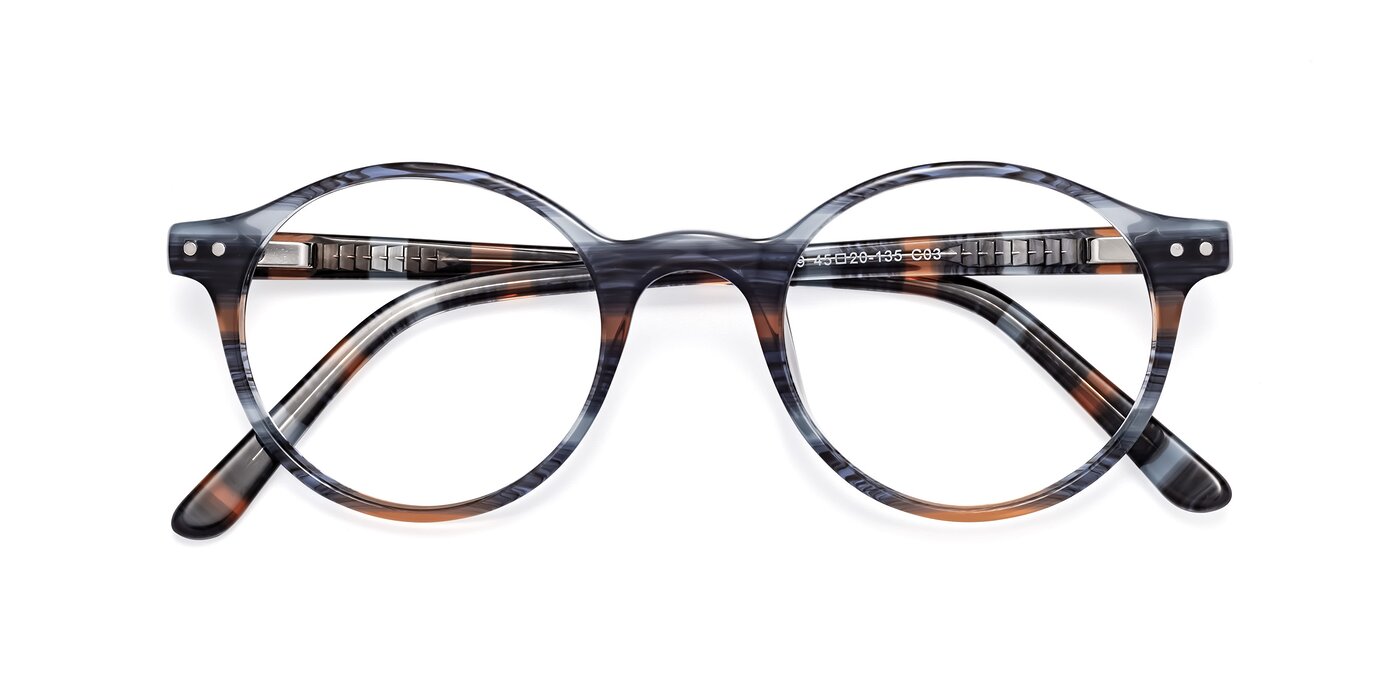 17519 - Stripe Blue Brown Eyeglasses