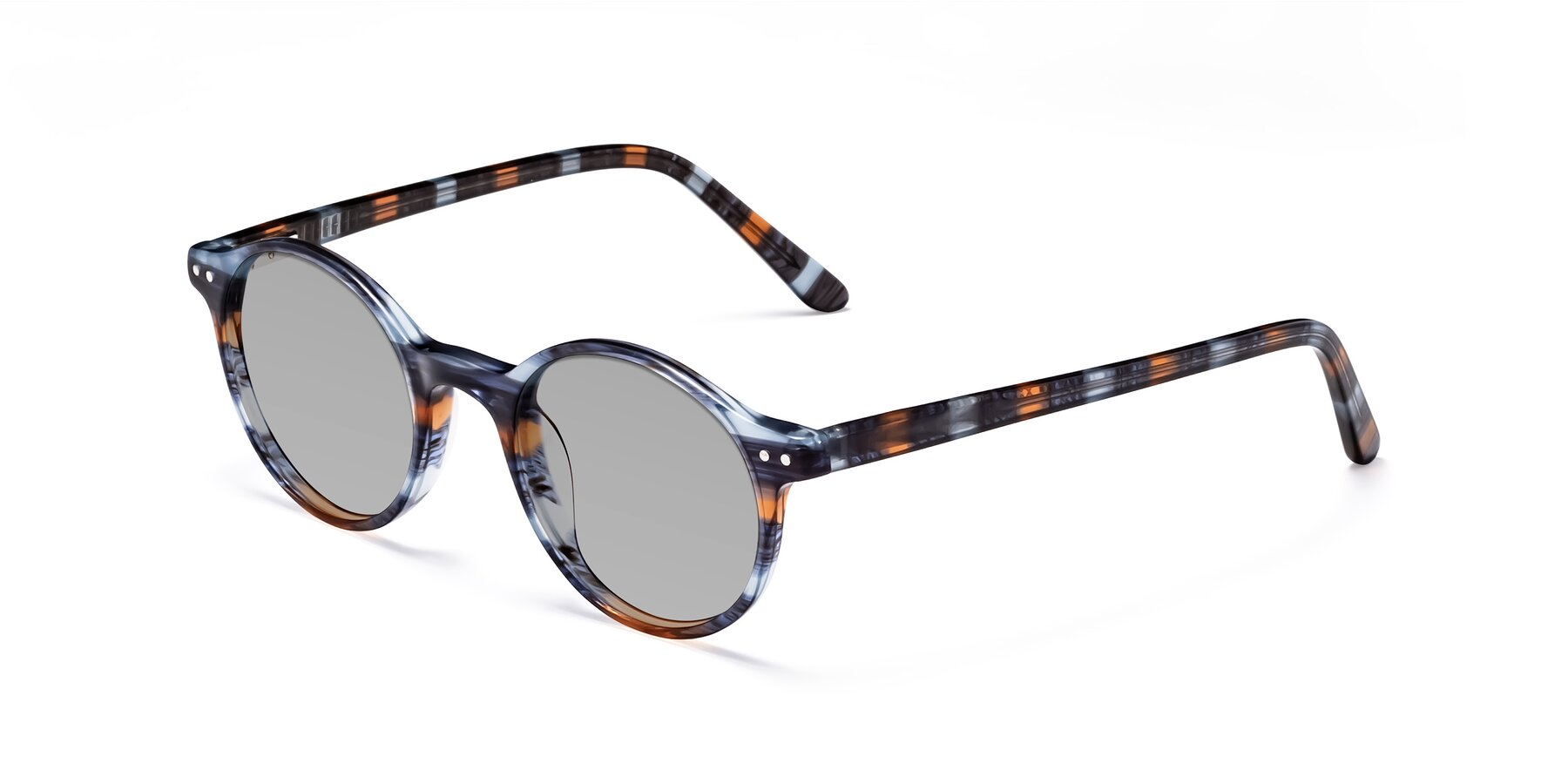 Angle of Jardi in Stripe Blue Brown with Light Gray Tinted Lenses