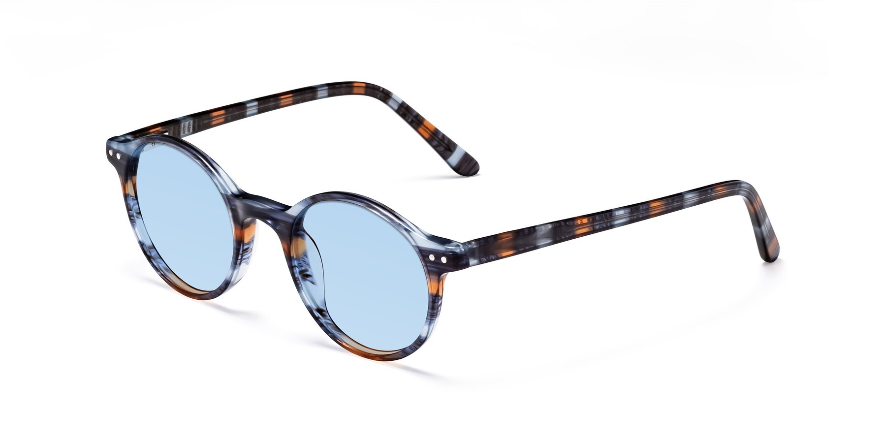 Angle of Jardi in Stripe Blue Brown with Light Blue Tinted Lenses
