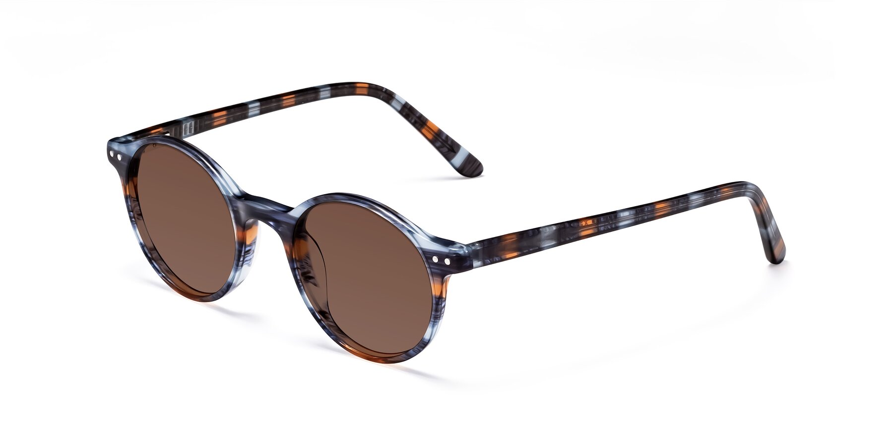 Angle of Jardi in Stripe Blue Brown with Brown Tinted Lenses
