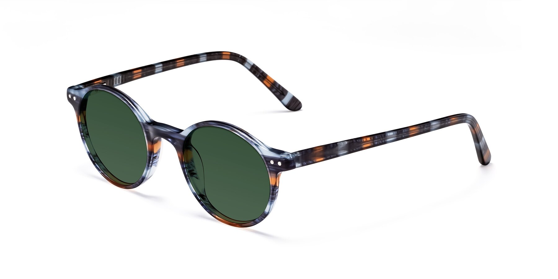 Angle of Jardi in Stripe Blue Brown with Green Tinted Lenses