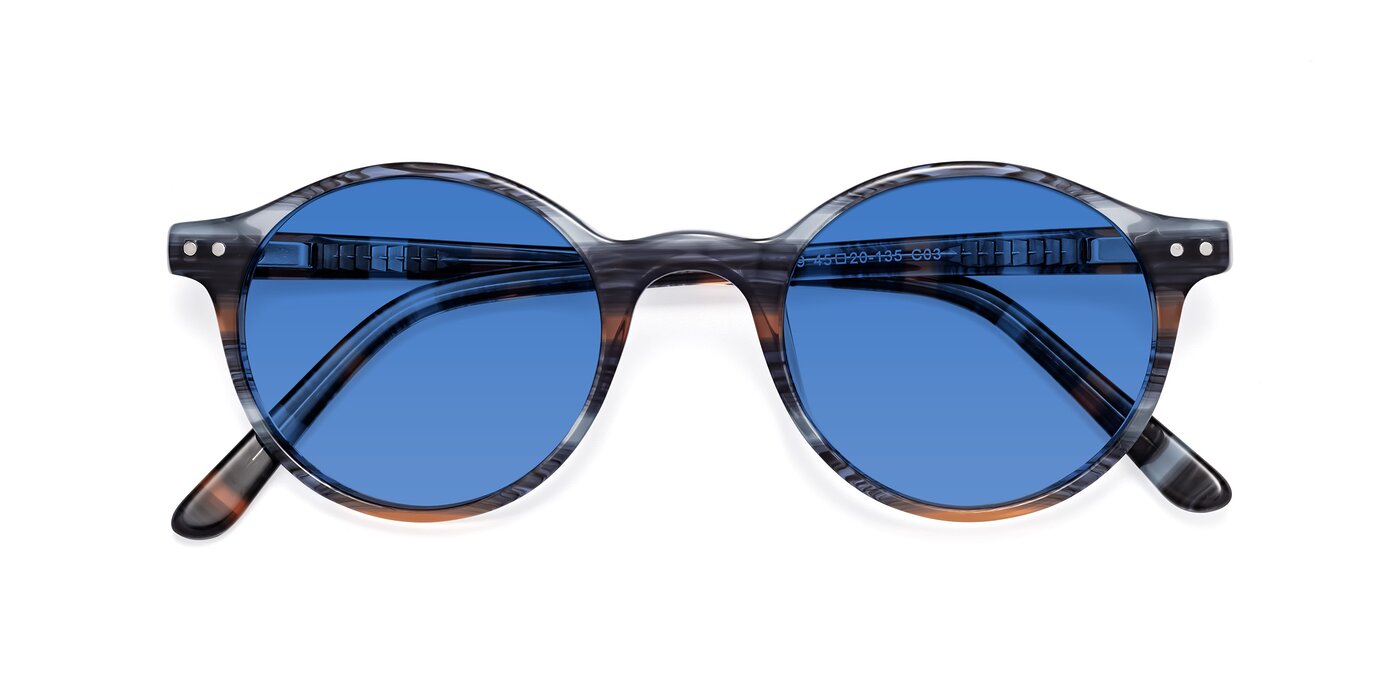 Jardi - Stripe Blue Brown Tinted Sunglasses