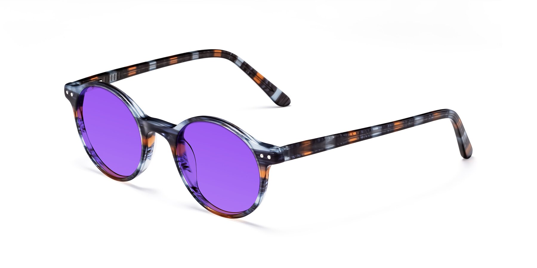 Angle of Jardi in Stripe Blue Brown with Purple Tinted Lenses