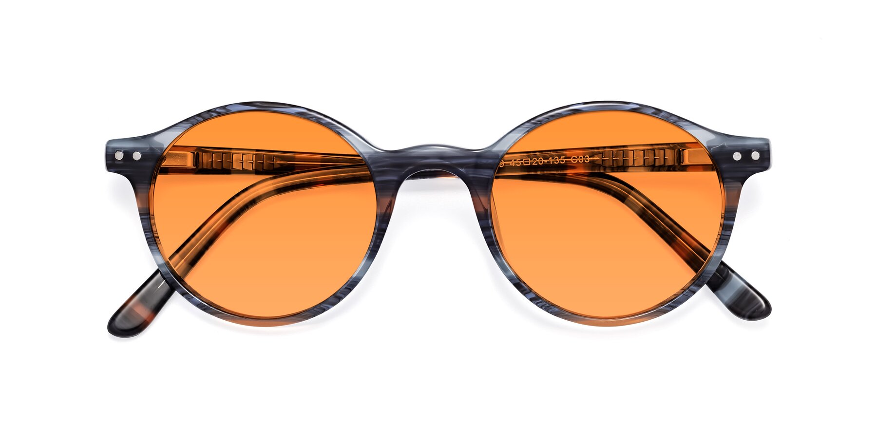 Folded Front of 17519 in Stripe Blue Brown with Orange Tinted Lenses
