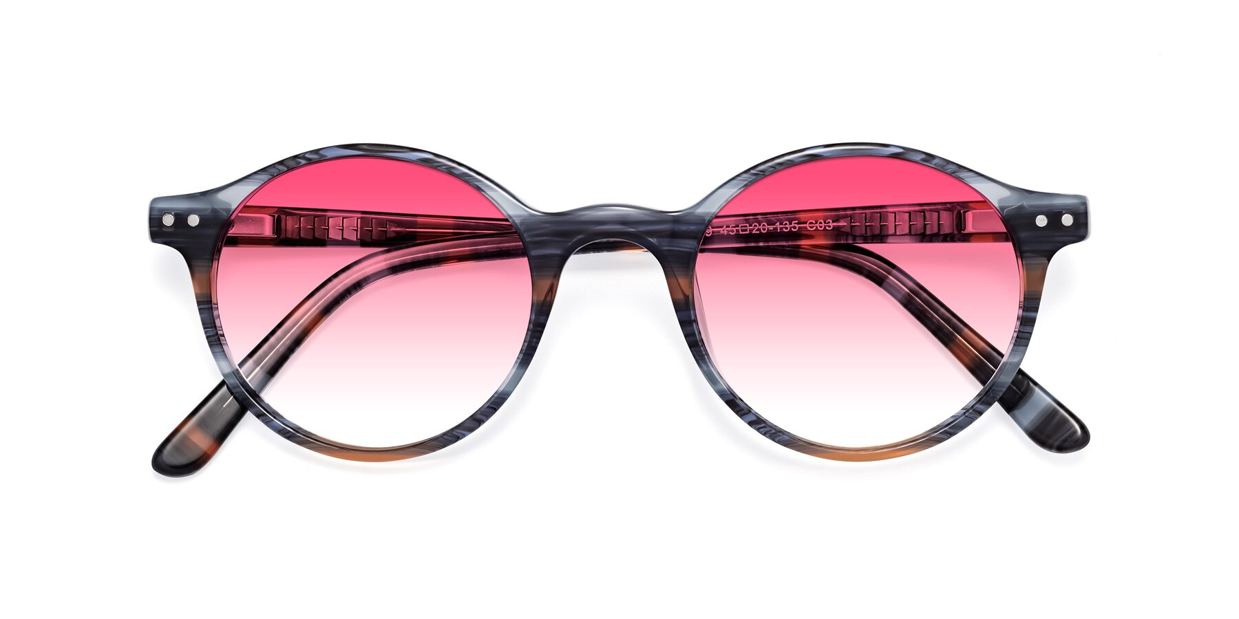 Folded Front of Jardi in Stripe Blue Brown with Pink Gradient Lenses
