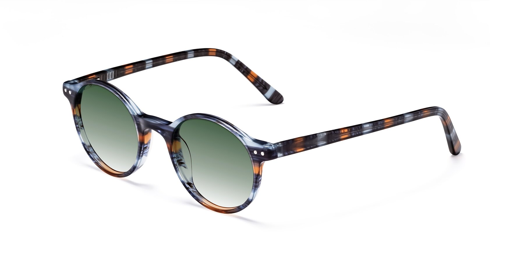 Angle of Jardi in Stripe Blue Brown with Green Gradient Lenses