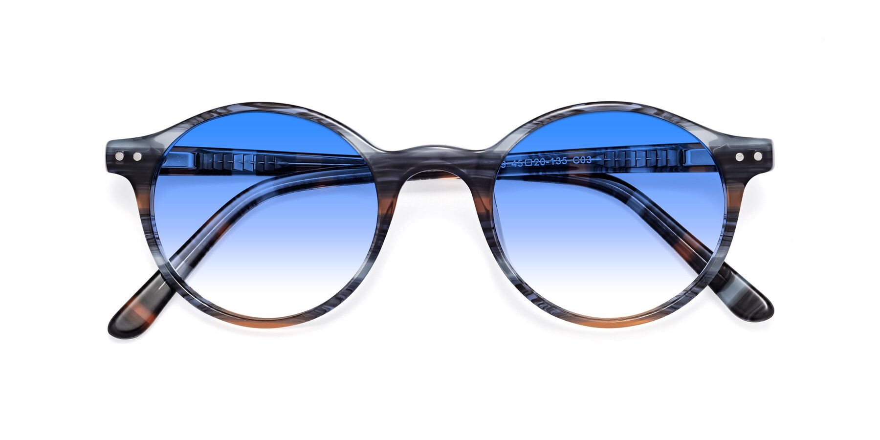 Folded Front of Jardi in Stripe Blue Brown with Blue Gradient Lenses