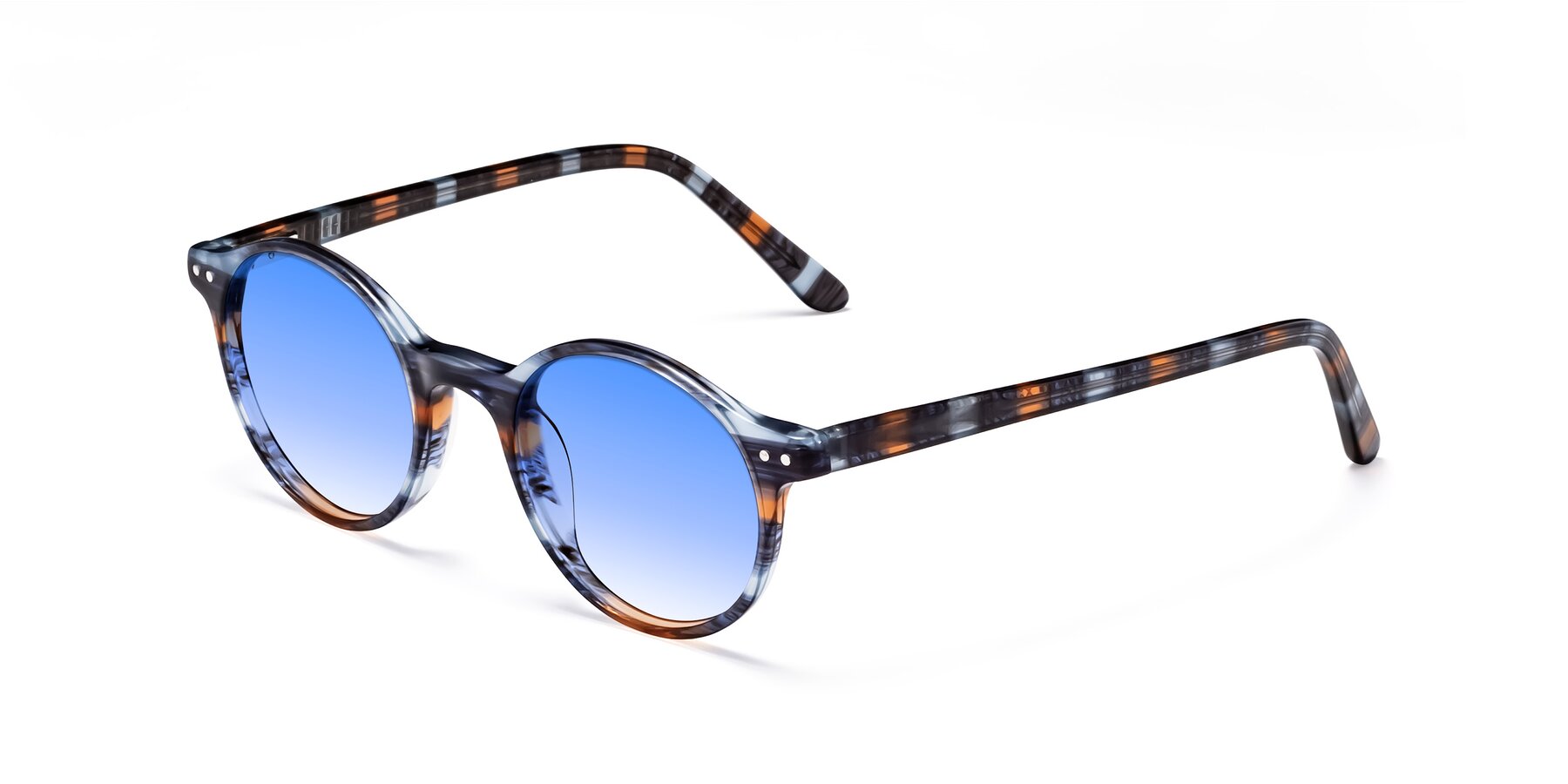 Angle of Jardi in Stripe Blue Brown with Blue Gradient Lenses