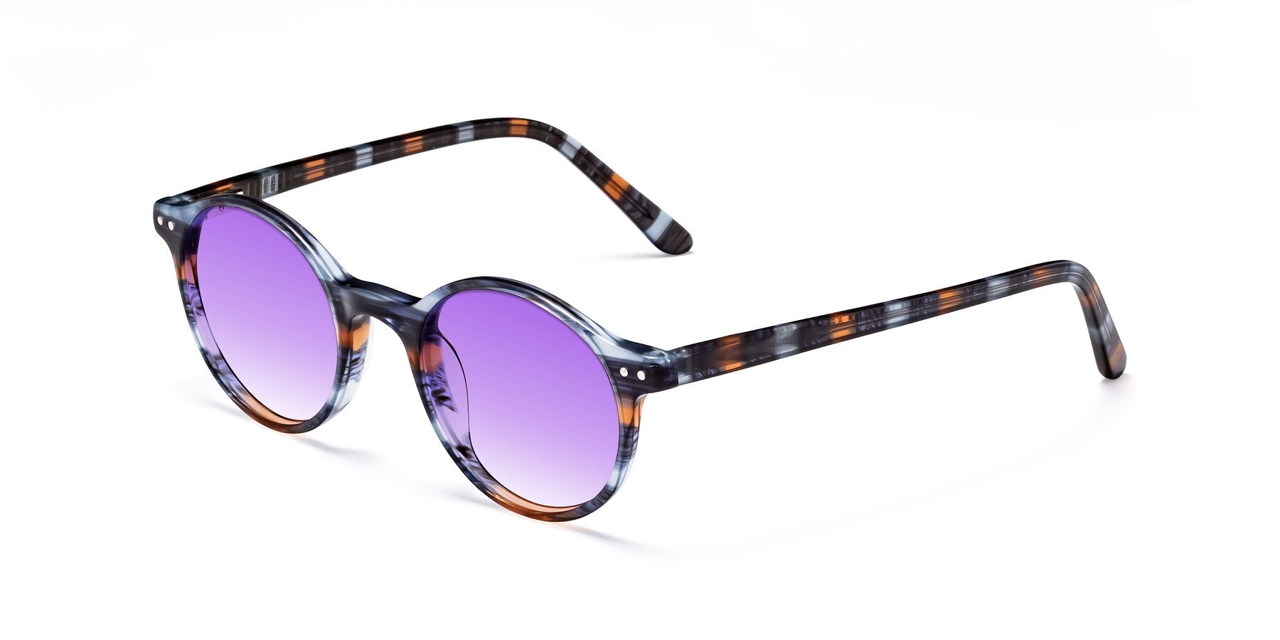 Angle of 17519 in Stripe Blue Brown with Purple Gradient Lenses