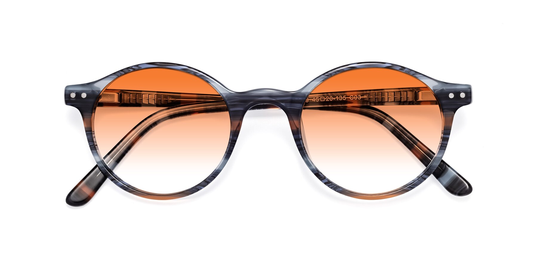 Folded Front of 17519 in Stripe Blue Brown with Orange Gradient Lenses