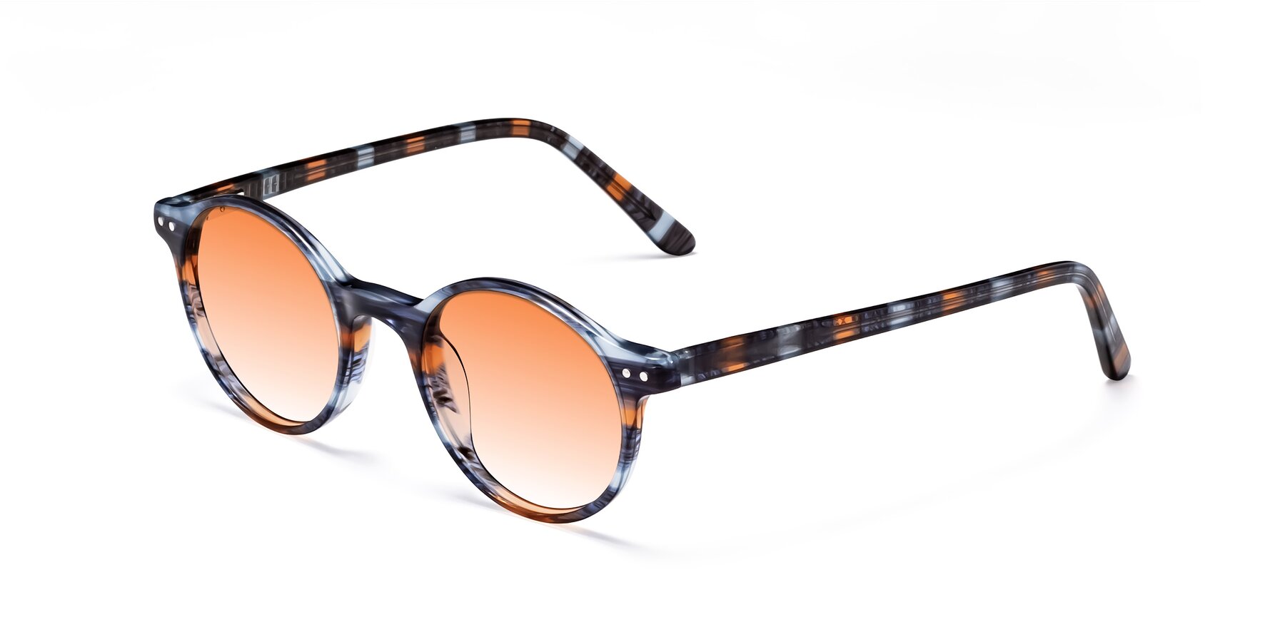 Angle of 17519 in Stripe Blue Brown with Orange Gradient Lenses