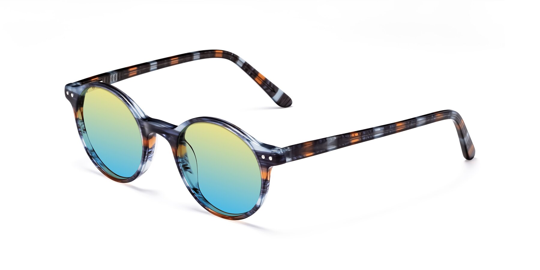 Angle of 17519 in Stripe Blue Brown with Yellow / Blue Gradient Lenses
