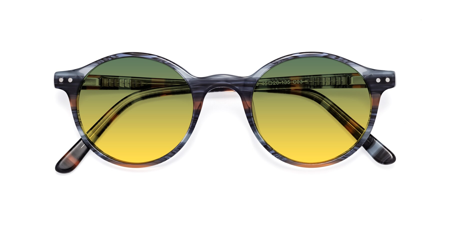 Folded Front of Jardi in Stripe Blue Brown with Green / Yellow Gradient Lenses