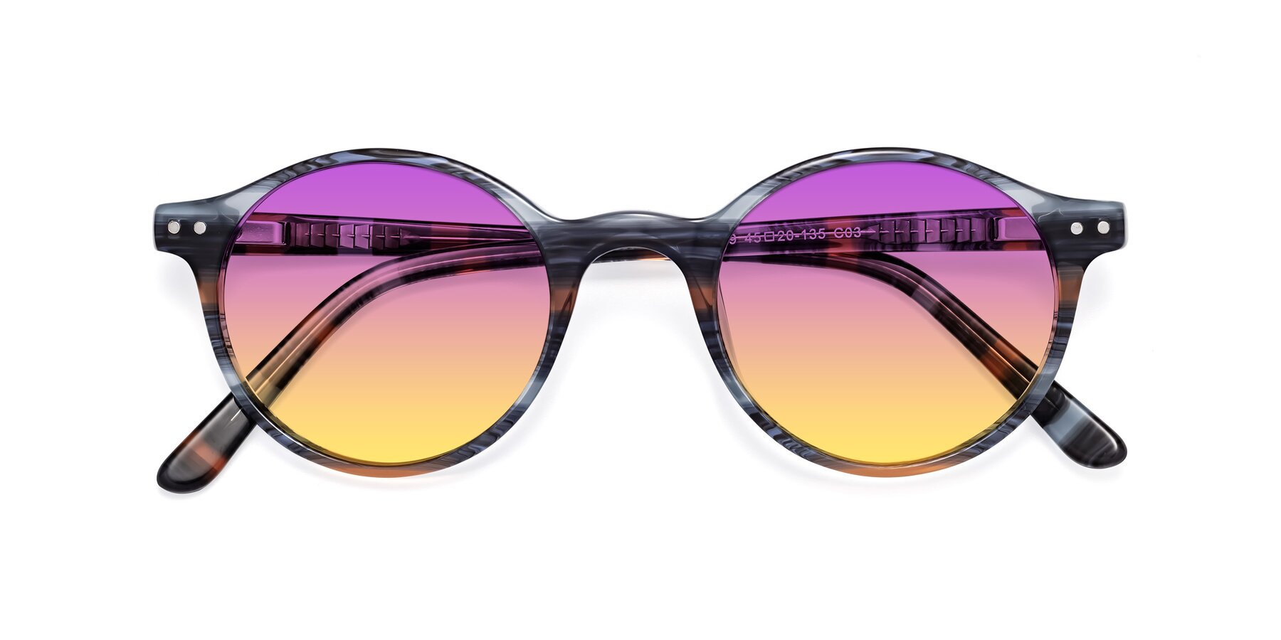 Folded Front of 17519 in Stripe Blue Brown with Purple / Yellow Gradient Lenses