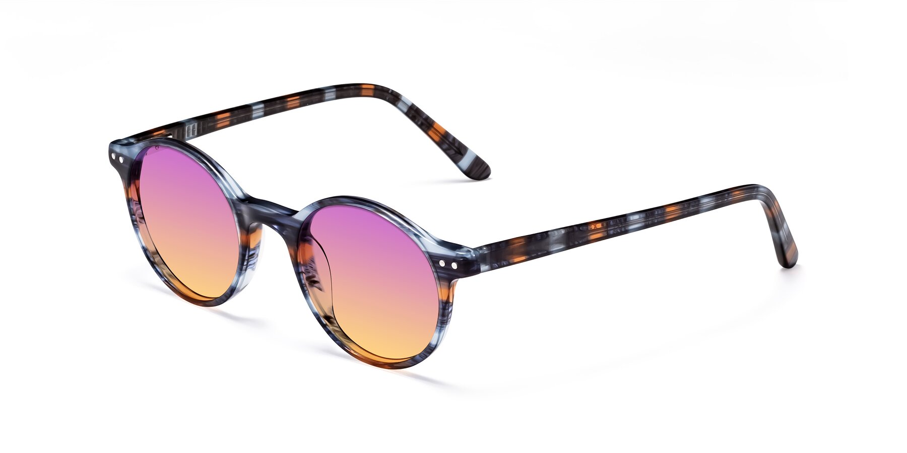 Angle of 17519 in Stripe Blue Brown with Purple / Yellow Gradient Lenses
