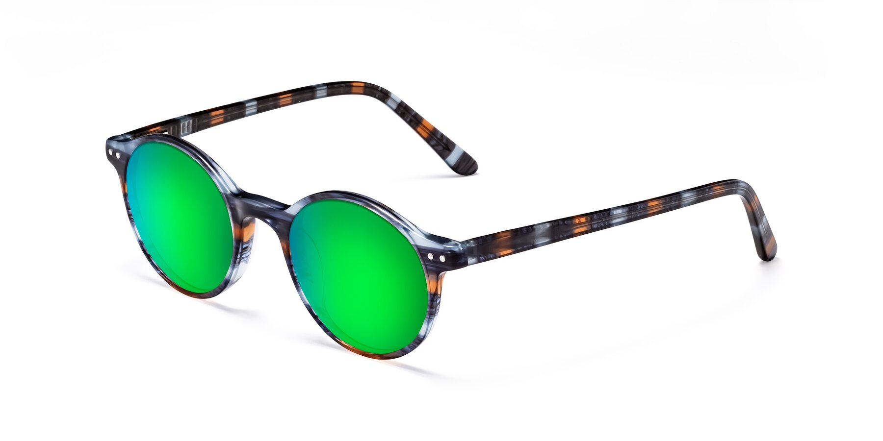 Angle of Jardi in Stripe Blue Brown with Green Mirrored Lenses