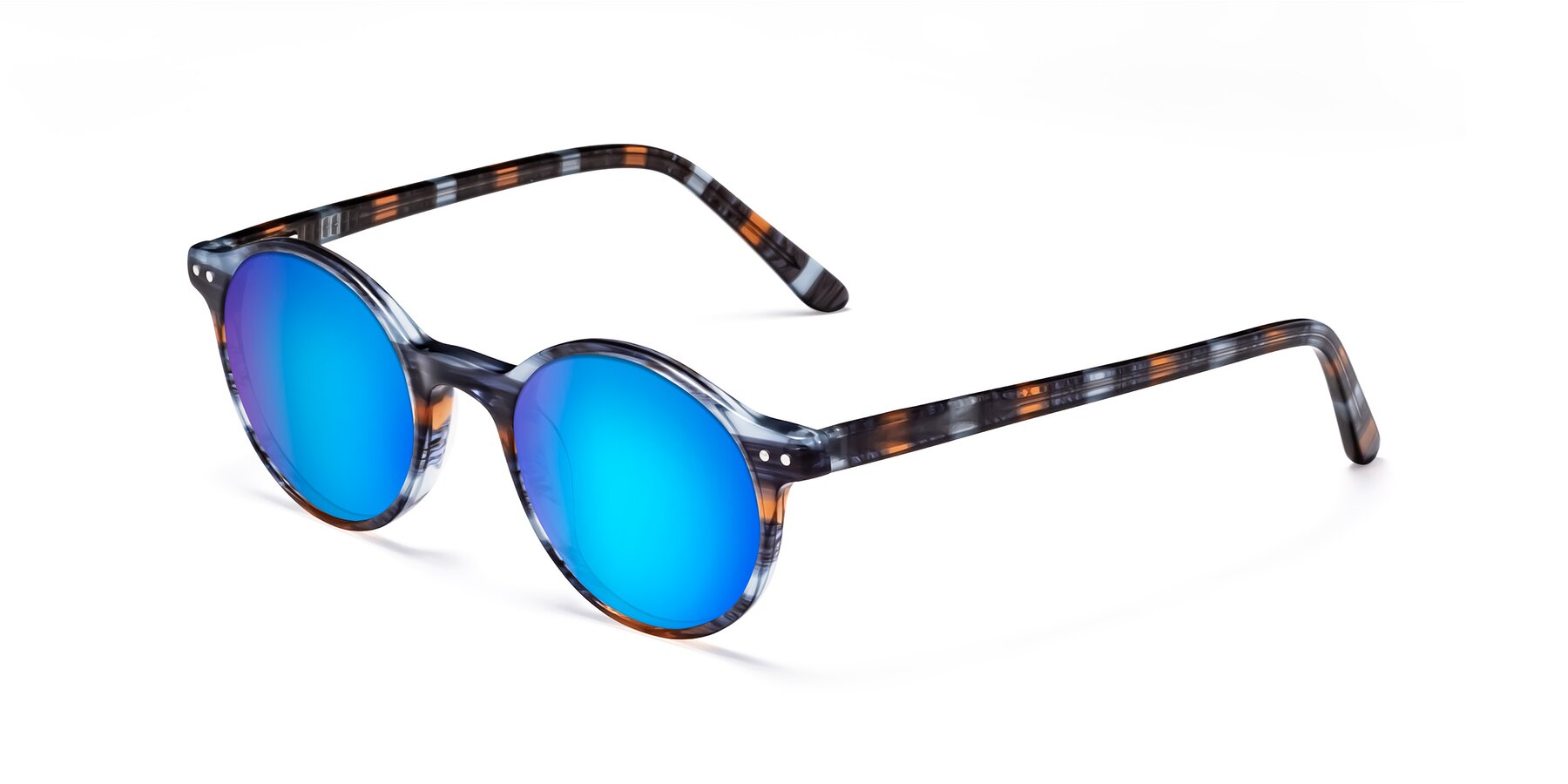 Angle of Jardi in Stripe Blue Brown with Blue Mirrored Lenses
