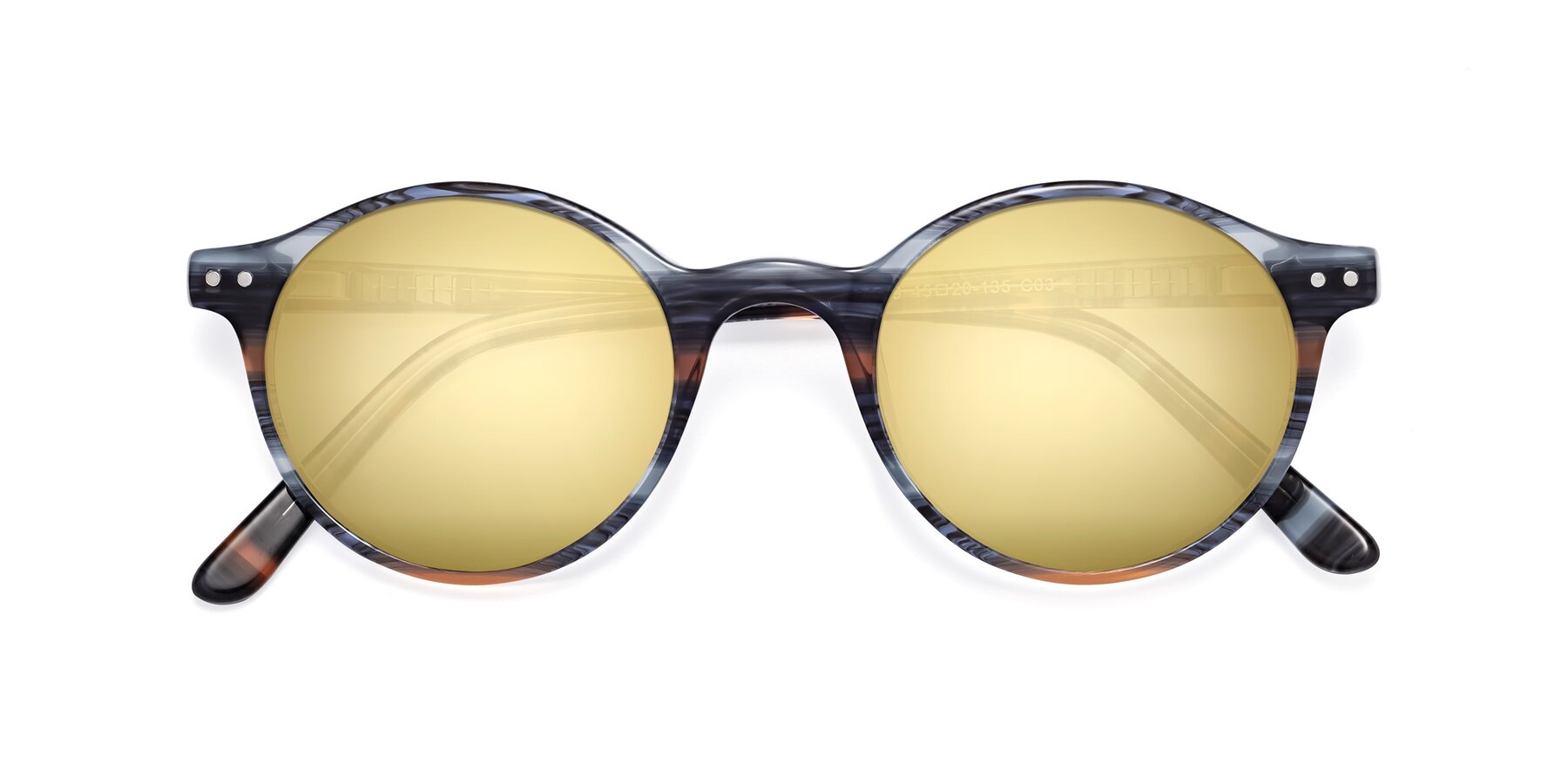 Folded Front of 17519 in Stripe Blue Brown with Gold Mirrored Lenses