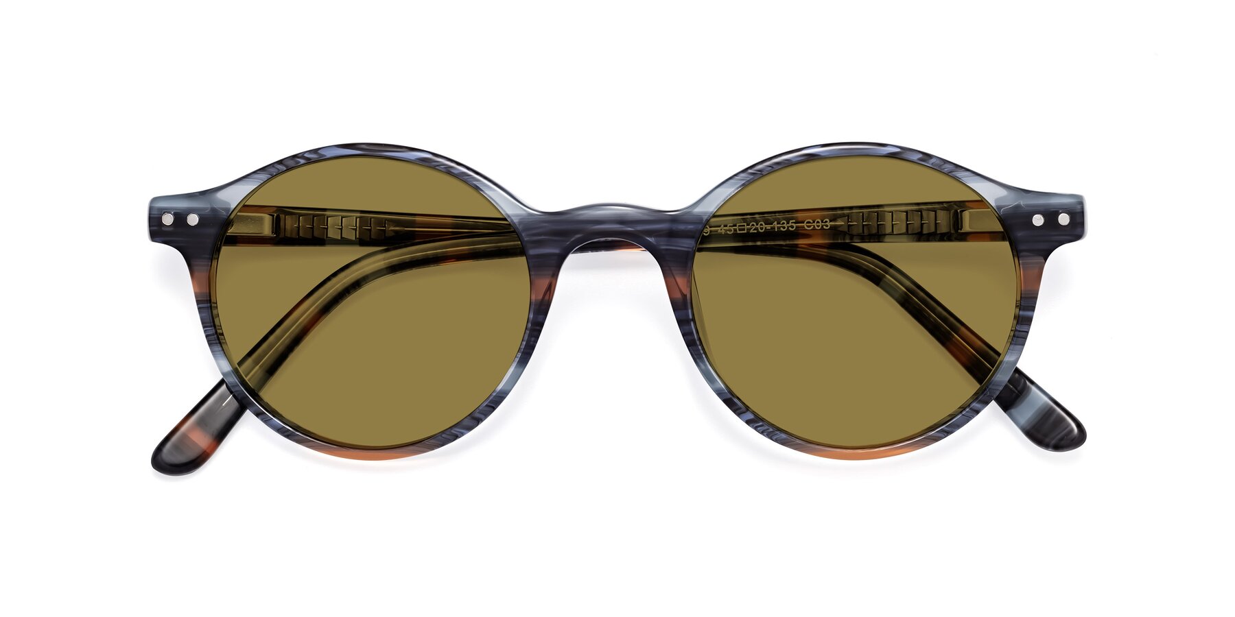 Folded Front of Jardi in Stripe Blue Brown with Brown Polarized Lenses