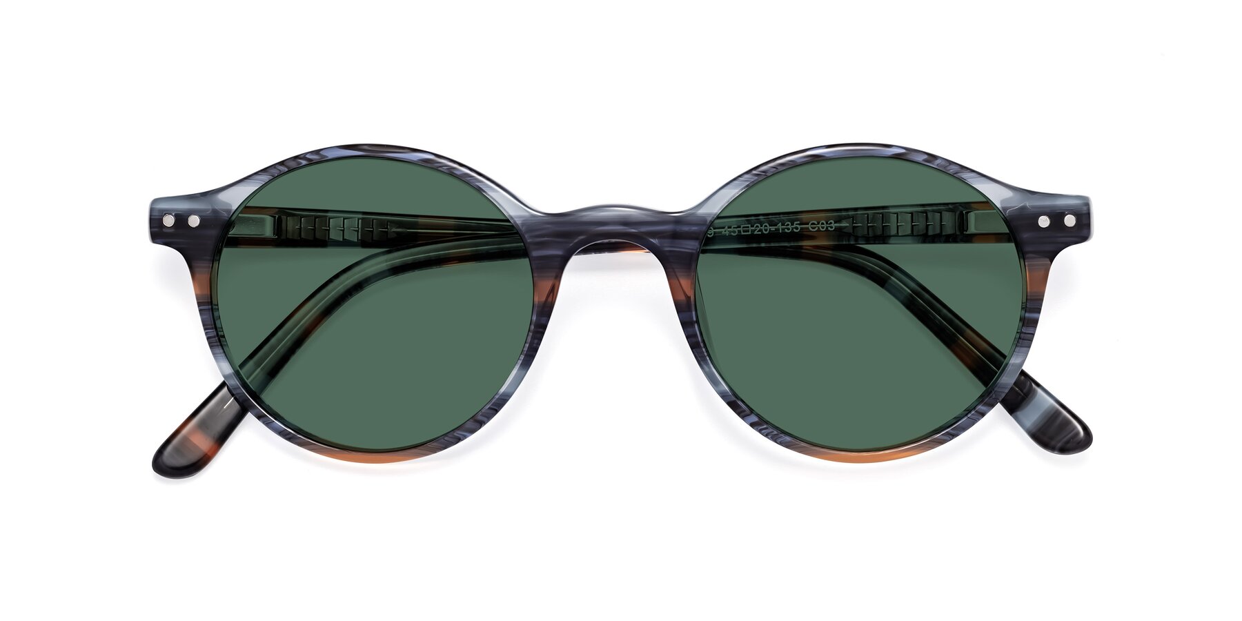 Folded Front of Jardi in Stripe Blue Brown with Green Polarized Lenses