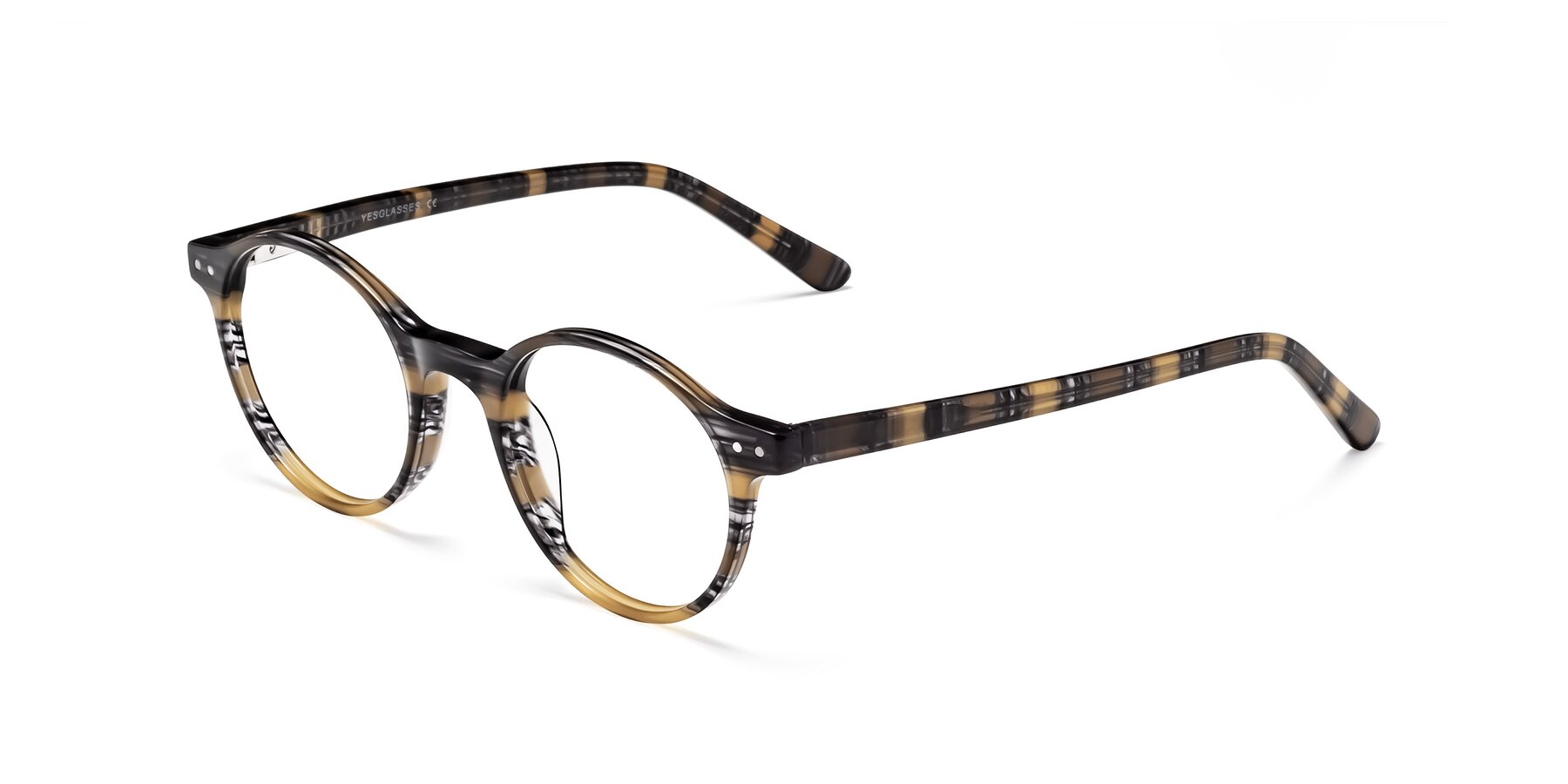 Angle of 17519 in Stripe Yellow Grey with Clear Eyeglass Lenses
