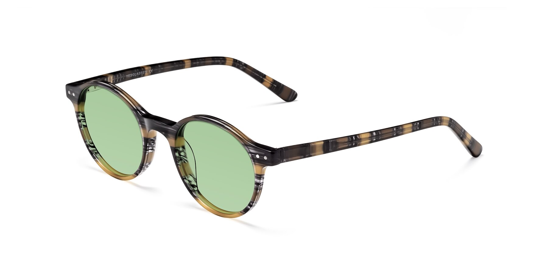 Angle of Jardi in Stripe Yellow Grey with Medium Green Tinted Lenses